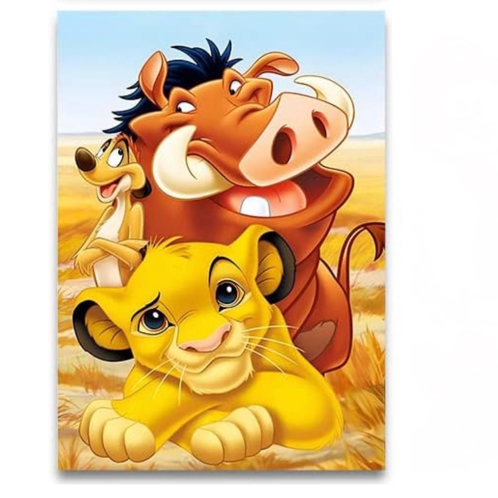 5D Diamond Art Painting Craft Kit Simba Timon and Pumbaa DIY Craft Set 30x40